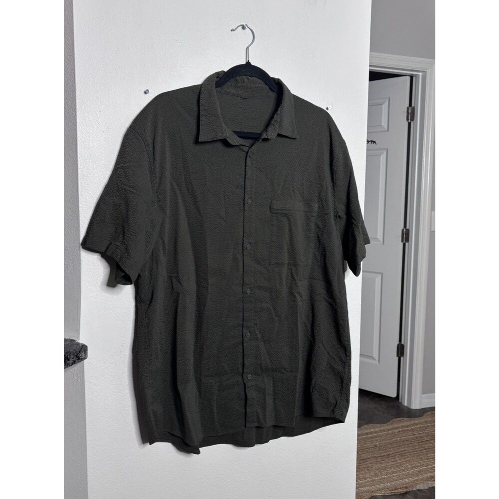 Lululemon Camp Collar Shirt Mens Large Textured Green